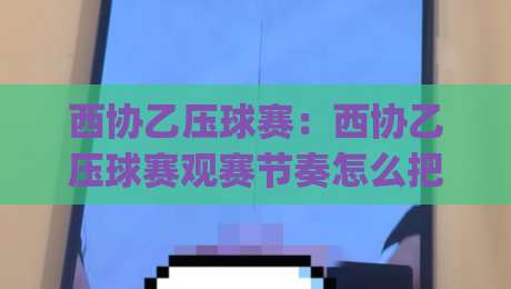 西协乙压球赛：西协乙压球赛观赛节奏怎么把握？(西协乙压球赛)现场视角拆解【西协乙压球赛】-最全手机信誉堵球网视频半全场动画水位精彩片段流畅